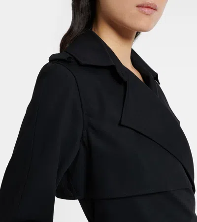 Burberry Belted Wool Wrap Dress In Black