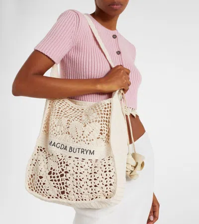 Magda Butrym Small Crochet Tote Bag In White