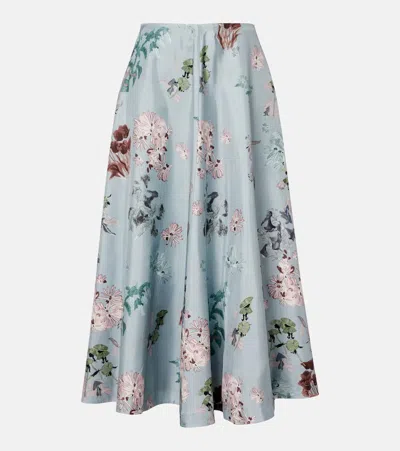 Altuzarra Varda Floral Silk Midi Skirt In Blue