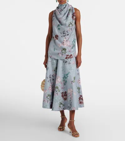 Altuzarra Varda Floral Silk Midi Skirt In Blue