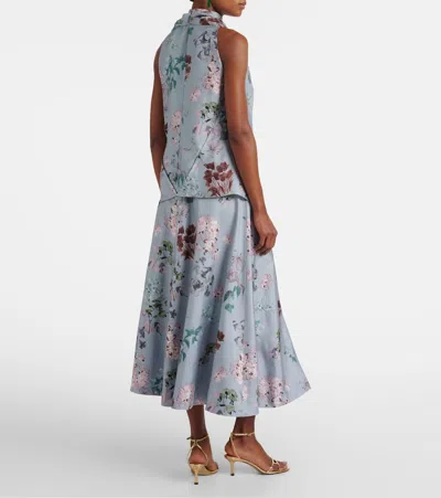 Altuzarra Varda Floral Silk Midi Skirt In Blue