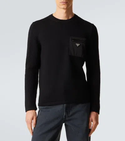 Prada Virgin Wool Sweater In Black