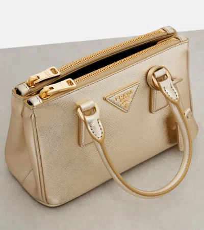 Prada Galleria Mini Metallic Leather Tote Bag In Gold