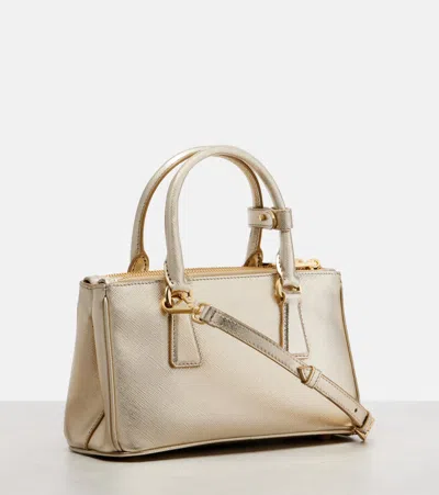 Prada Galleria Mini Metallic Leather Tote Bag In Gold