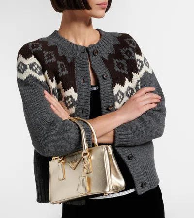 Prada Galleria Mini Metallic Leather Tote Bag In Gold