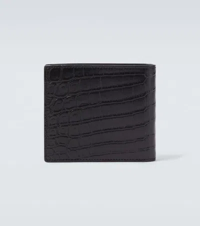 Saint Laurent Croc-effect Leather Wallet In Brown