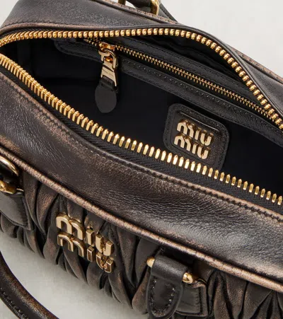 Miu Miu Arcadie Matelassé Leather Tote Bag In Black