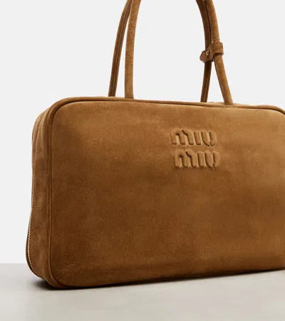 Miu Miu Beau Large Suede Top-handle Bag In Brown