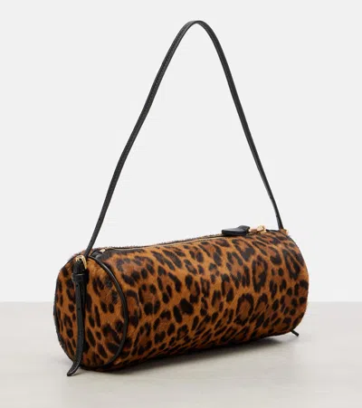 Miu Miu Leopard-print Calf Hair Shoulder Bag In Brown