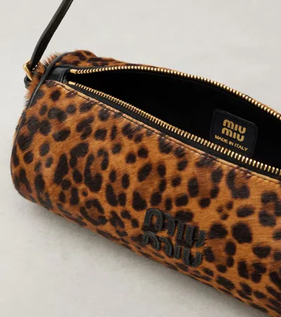 Miu Miu Leopard-print Calf Hair Shoulder Bag In Brown