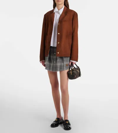 Miu Miu Arcadie Matelassé Leather Tote Bag In Black