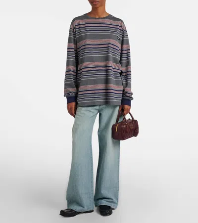 Miu Miu Arcadie Matelassé Leather Tote Bag In Burgundy