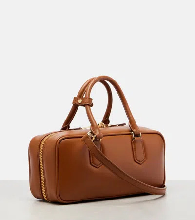 Miu Miu Arcadie Leather Tote Bag In Brown