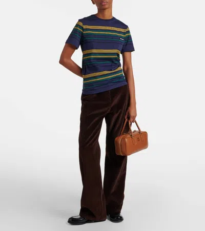 Miu Miu Arcadie Leather Tote Bag In Brown