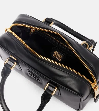 Miu Miu Arcadie Small Leather Top-handle Bag In Black