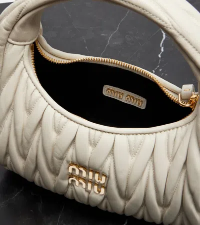 Miu Miu Wander Small Leather Top-handle Bag In White