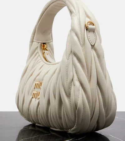 Miu Miu Wander Small Leather Top-handle Bag In White