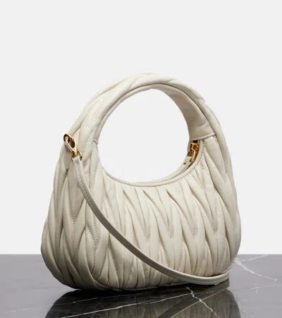 Miu Miu Wander Small Leather Top-handle Bag In White