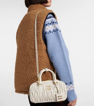 Miu Miu Arcadie Small Leather Top-handle Bag In White