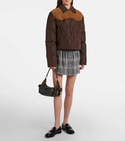 Miu Miu Pocket Medium Leather Shoulder Bag In Brown