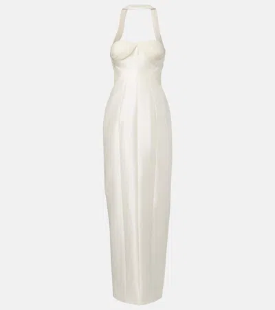 Danielle Frankel Bridal Lette Wool And Silk Bustier Gown In White