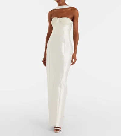 Danielle Frankel Bridal Lette Wool And Silk Bustier Gown In White