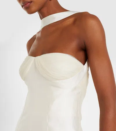 Danielle Frankel Bridal Lette Wool And Silk Bustier Gown In White