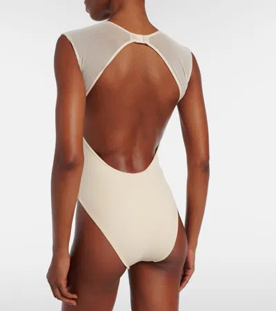 Eres Unique Mesh-trimmed Jersey Bodysuit In White