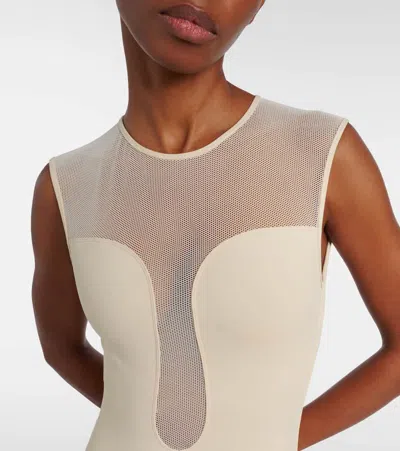 Eres Unique Mesh-trimmed Jersey Bodysuit In White