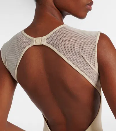 Eres Unique Mesh-trimmed Jersey Bodysuit In White