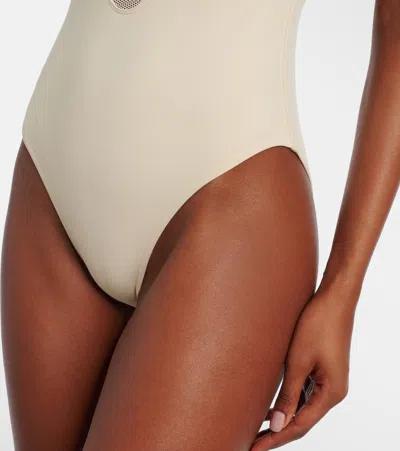 Eres Unique Mesh-trimmed Jersey Bodysuit In White