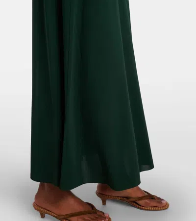 Eres Scene Mesh-trimmed Jersey Maxi Dress In Green