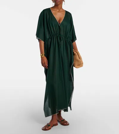 Eres Voilier Cotton Voile Kaftan In Green