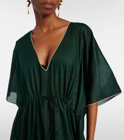 Eres Voilier Cotton Voile Kaftan In Green