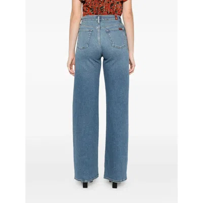 7 For All Mankind Buttoned Wide-leg Jeans In Blue