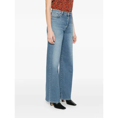 7 For All Mankind Buttoned Wide-leg Jeans In Blue