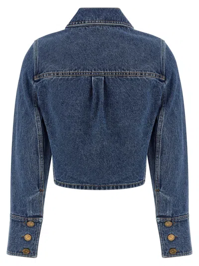Balmain Denim Jacket Puffer Jackets Blue In Blue