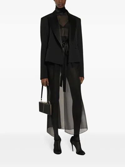 Dolce & Gabbana Gabardine Blazer Double Breasted Peak Lapels In Black