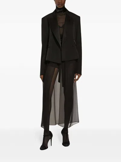 Dolce & Gabbana Gabardine Blazer Double Breasted Peak Lapels In Black