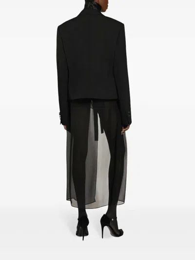 Dolce & Gabbana Gabardine Blazer Double Breasted Peak Lapels In Black