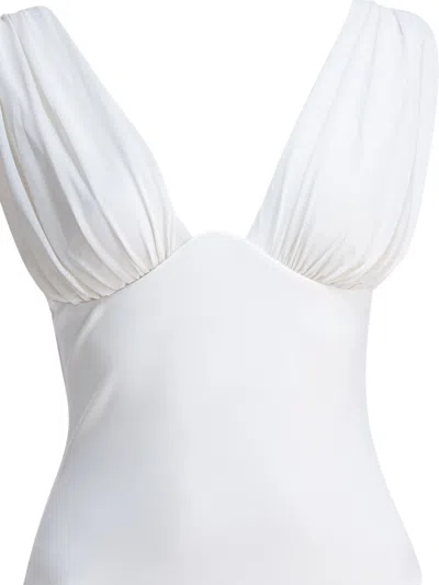 Zimmermann Draped One-piece Swimsuit Swimwear White In White