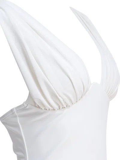Zimmermann Draped One-piece Swimsuit Swimwear White In White