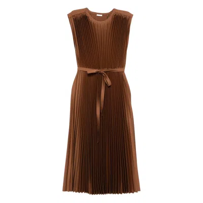 Joseph Volta Pleated Midi Dress In Brown