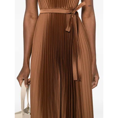 Joseph Volta Pleated Midi Dress In Brown
