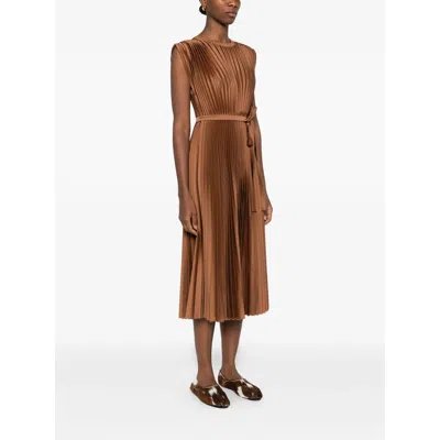 Joseph Volta Pleated Midi Dress In Brown