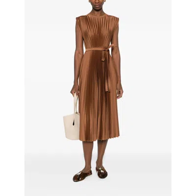 Joseph Volta Pleated Midi Dress In Brown