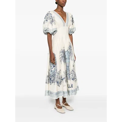 Alemais V-neck Patterned Mini Dress In White