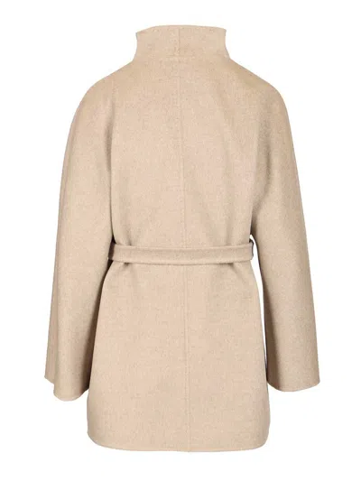 Max Mara Edile Short Belted Cashmere Coat Coats Beige