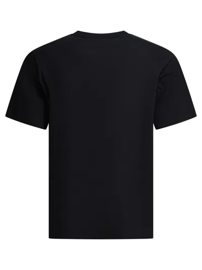 Burberry Men Black Crewneck T-shirt With Ekd And Logo Lettering Embroidery On The Front In Cotton Ma