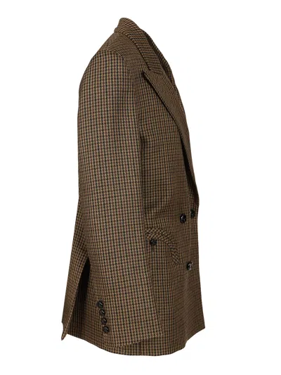 Blazé Milano Double-breasted Jacket With Houndstooth Pattern Blaze In Green